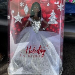 Barbie Silver and White Holiday Decor Doll